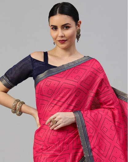 Hot Pink Bandhani Silk Saree | Sudathi