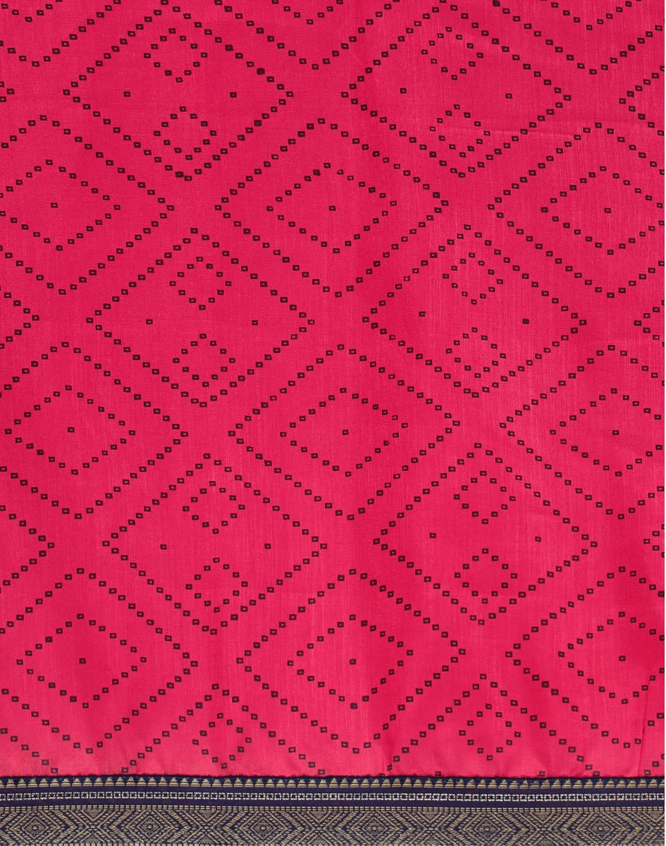 Hot Pink Bandhani Silk Saree | Sudathi