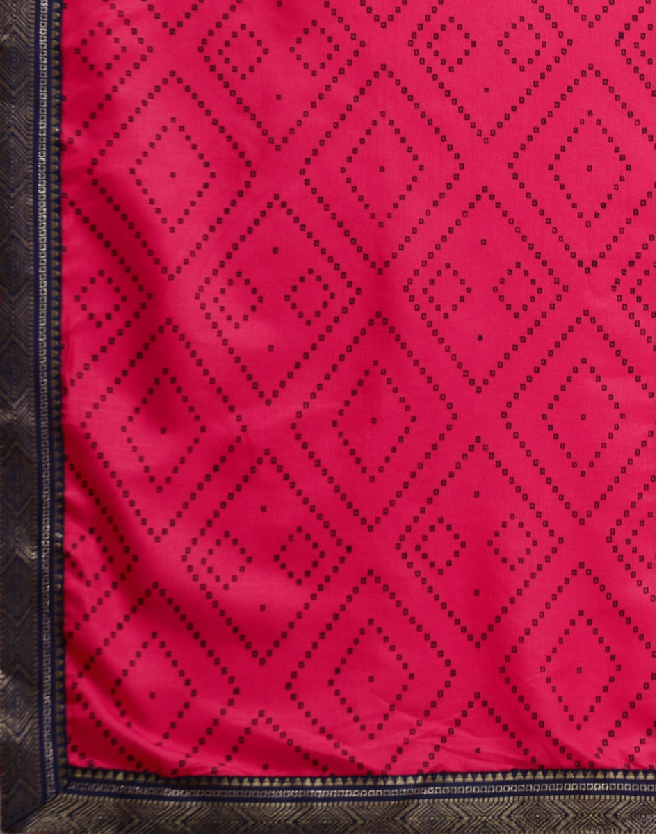 Hot Pink Bandhani Silk Saree | Sudathi