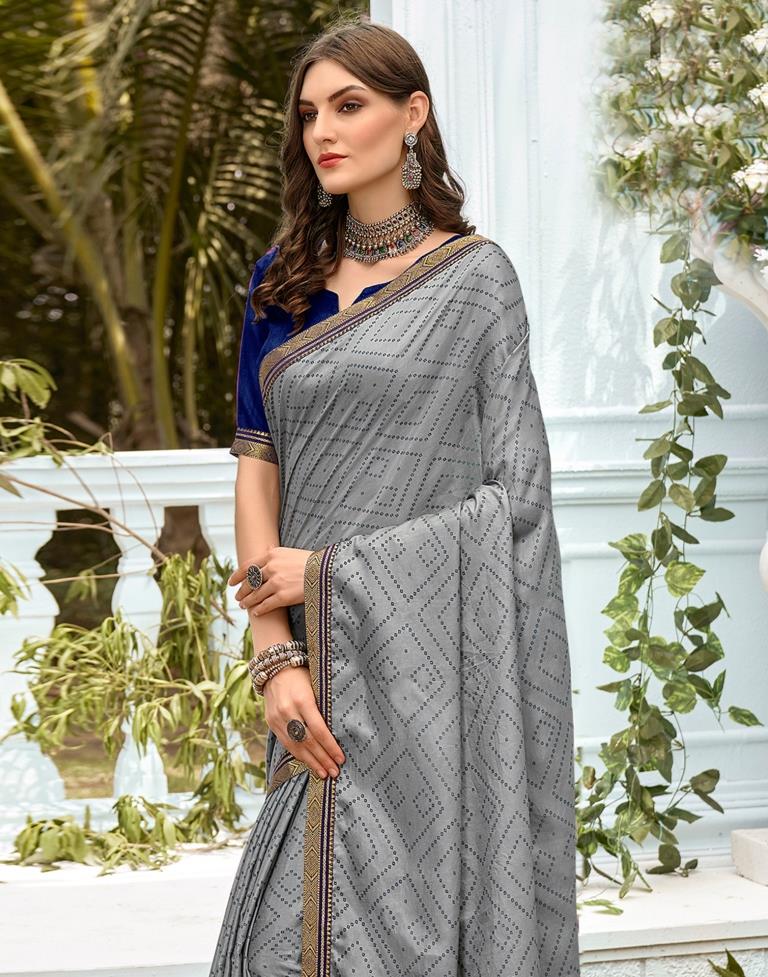 Grey Bandhani Silk Saree | Sudathi