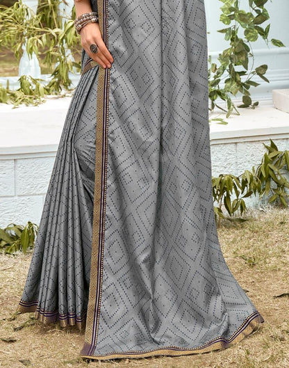 Grey Bandhani Silk Saree | Sudathi