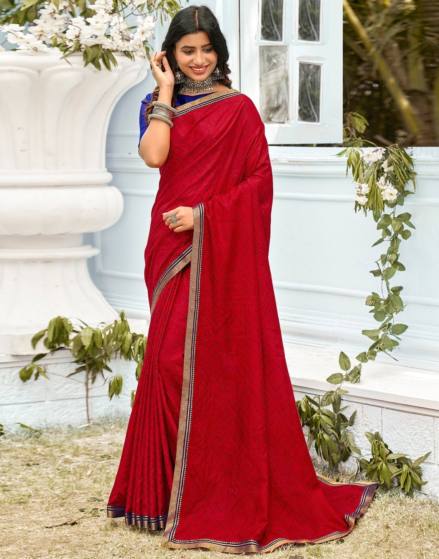 Red Bandhani Silk Saree | Sudathi