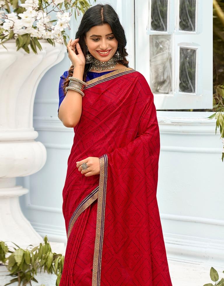 Red Bandhani Silk Saree | Sudathi