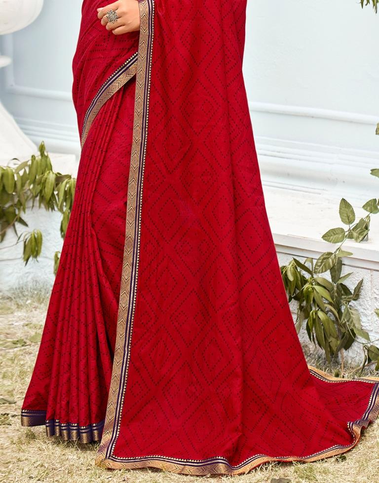 Red Bandhani Silk Saree | Sudathi