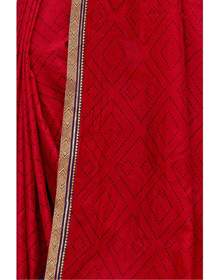 Red Bandhani Silk Saree | Sudathi