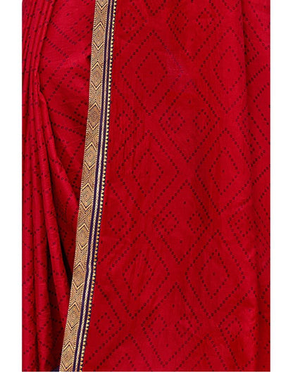 Red Bandhani Silk Saree | Sudathi