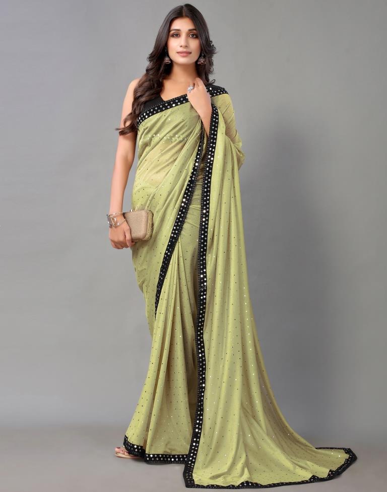 Light Olive Green Sequence Saree | Sudathi