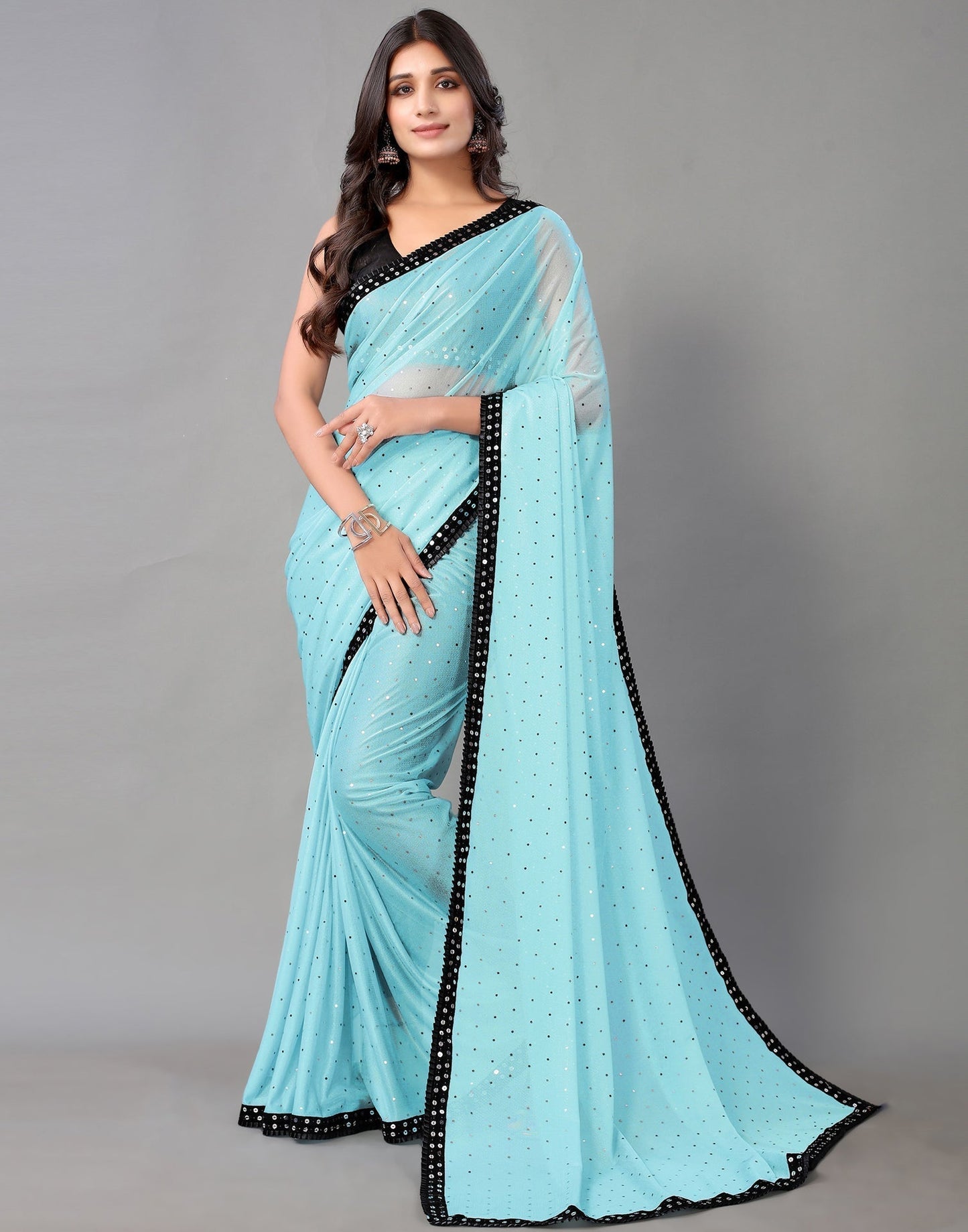 Sky Blue Sequence Saree | Sudathi