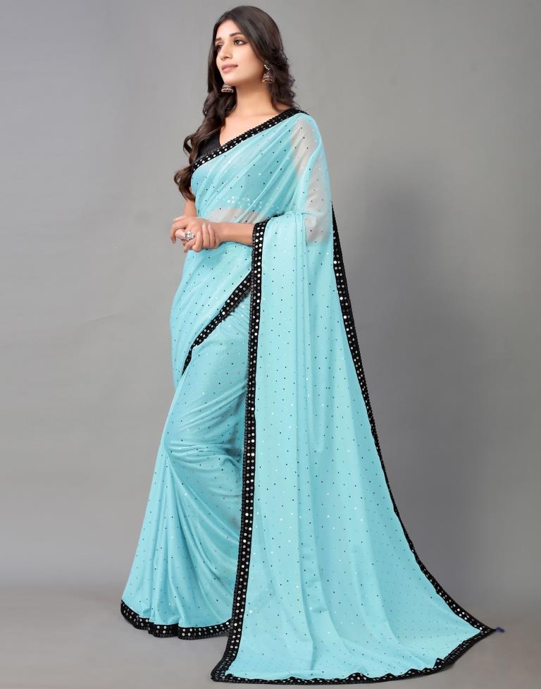 Sky Blue Sequence Saree | Sudathi