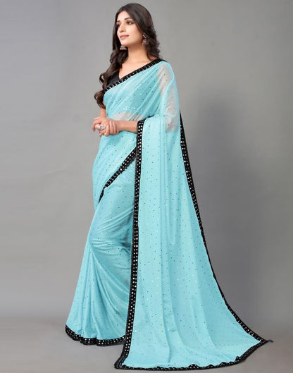 Sky Blue Sequence Saree | Sudathi