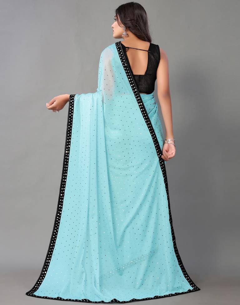 Sky Blue Sequence Saree | Sudathi