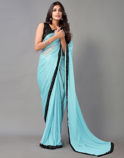 Sky Blue Sequence Saree | Sudathi