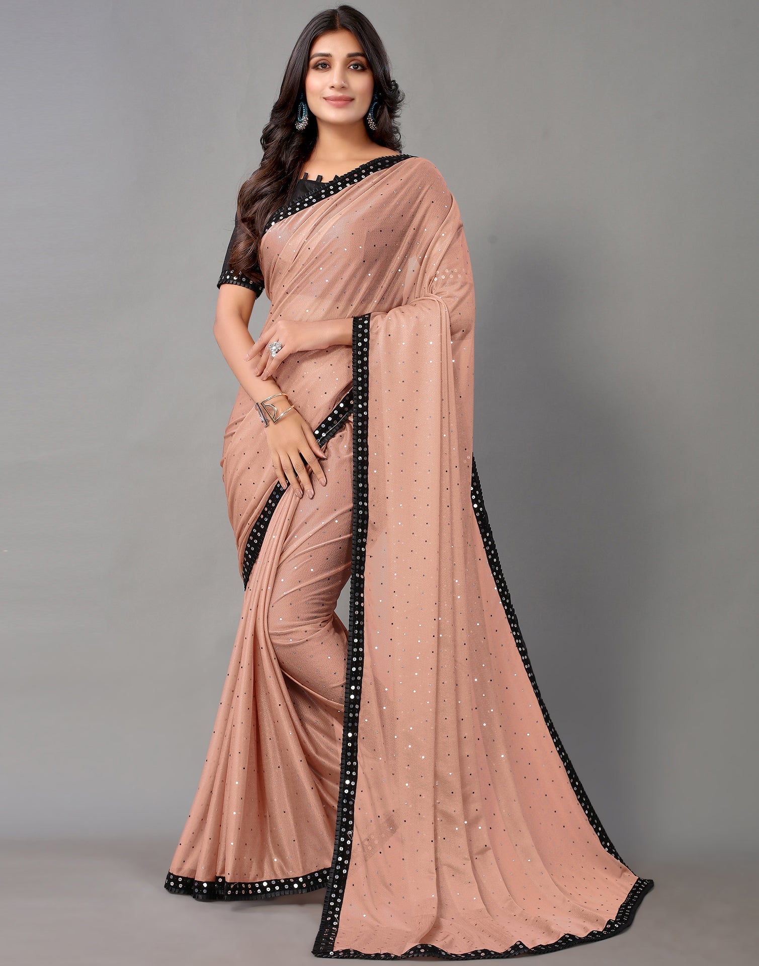 Peach Sequence Saree | Sudathi