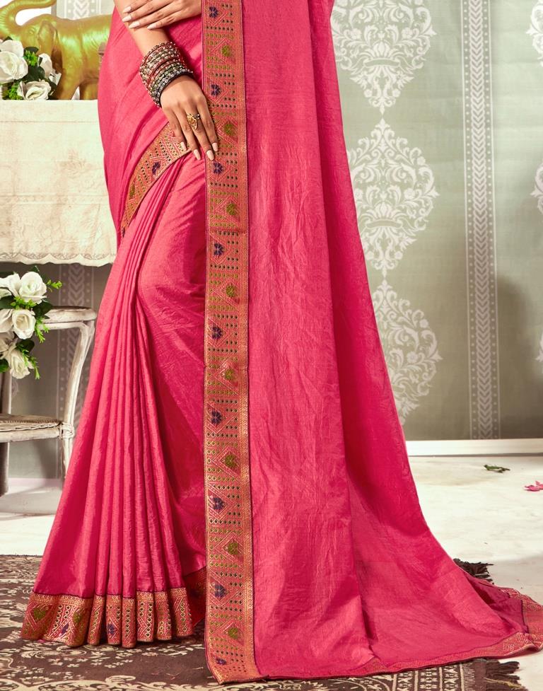 Punch Pink Weaving Silk Saree