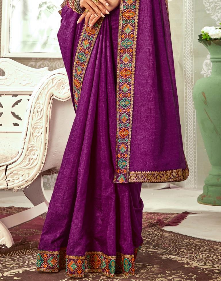 Purple Weaving Silk Saree