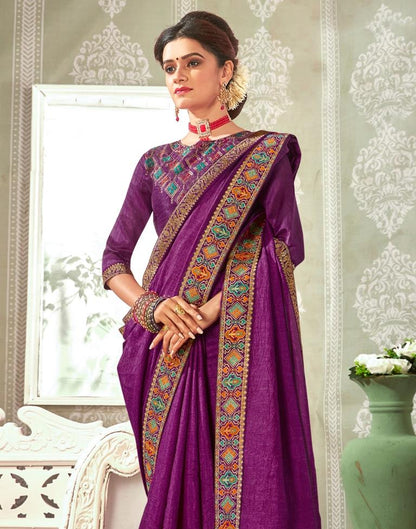 Purple Weaving Silk Saree