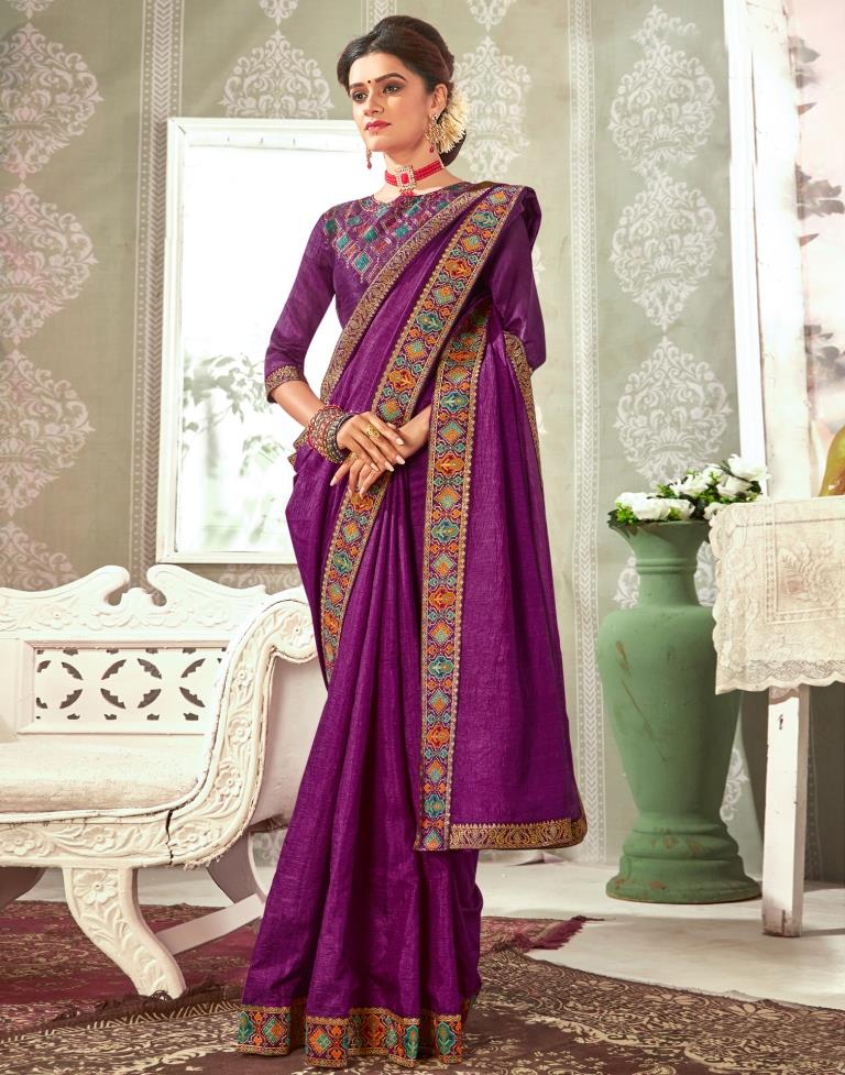 Purple Weaving Silk Saree