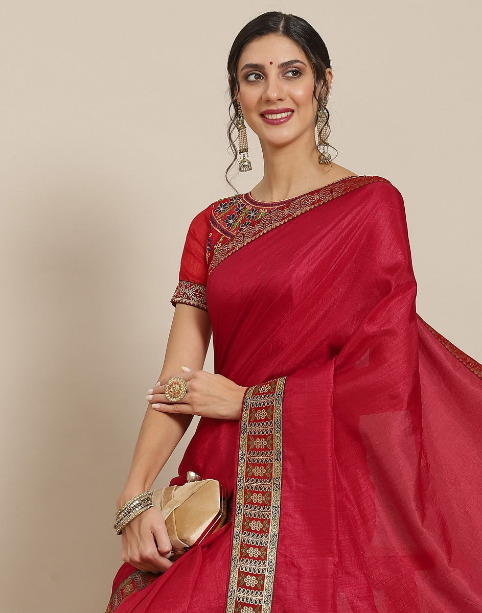 Maroon Silk Saree | Sudathi