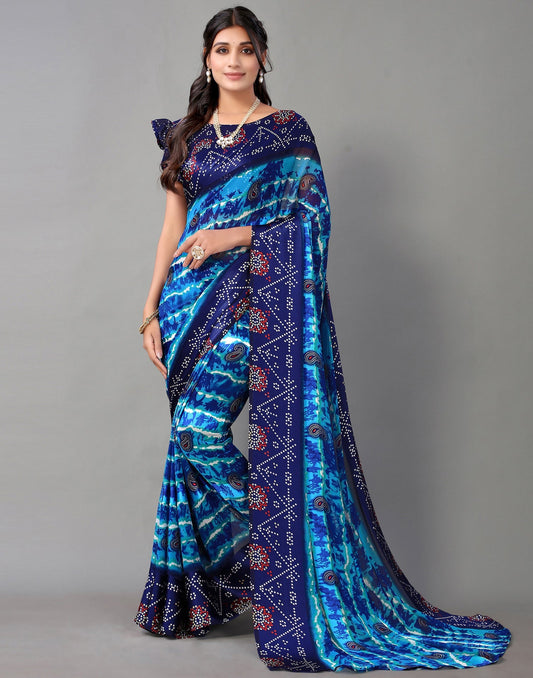 Blue Georgette Saree | Leemboodi