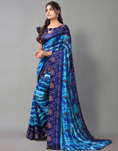Blue Georgette Saree | Leemboodi