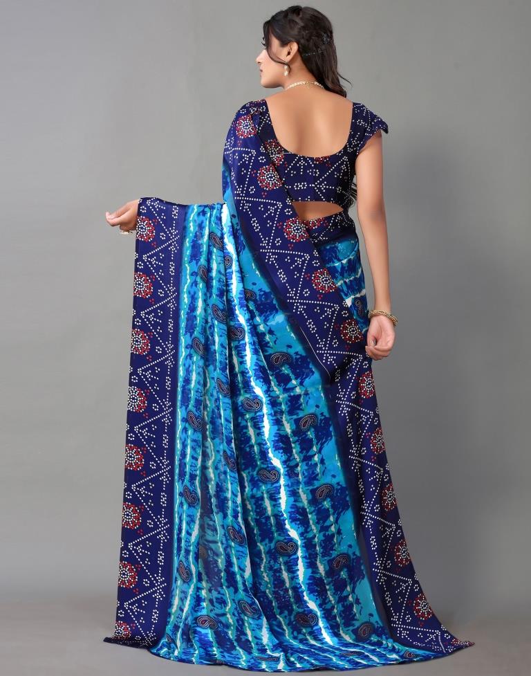 Blue Georgette Saree | Leemboodi