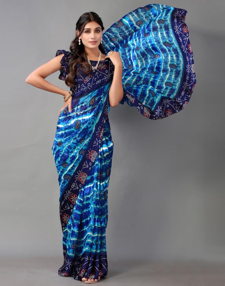 Blue Georgette Saree | Leemboodi