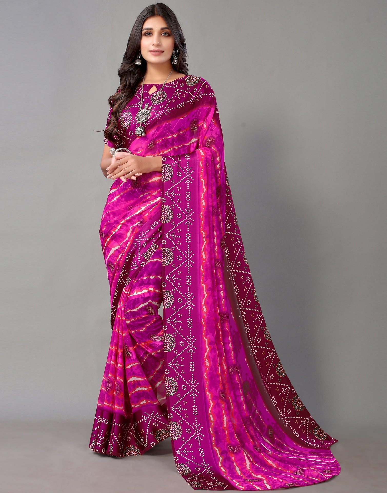 Hot Pink Georgette Saree | Sudathi