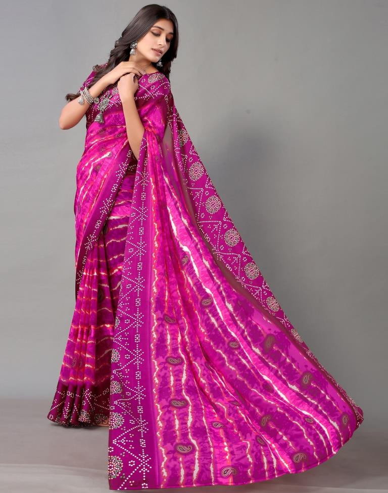 Hot Pink Georgette Saree | Sudathi