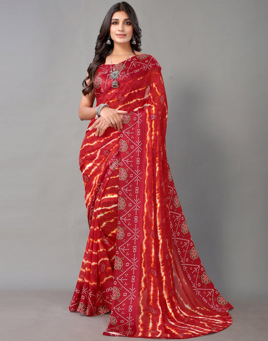 Red Georgette Saree | Sudathi