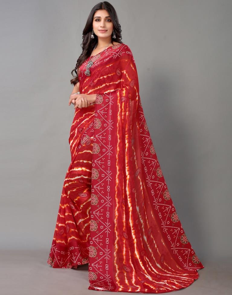 Red Georgette Saree | Sudathi