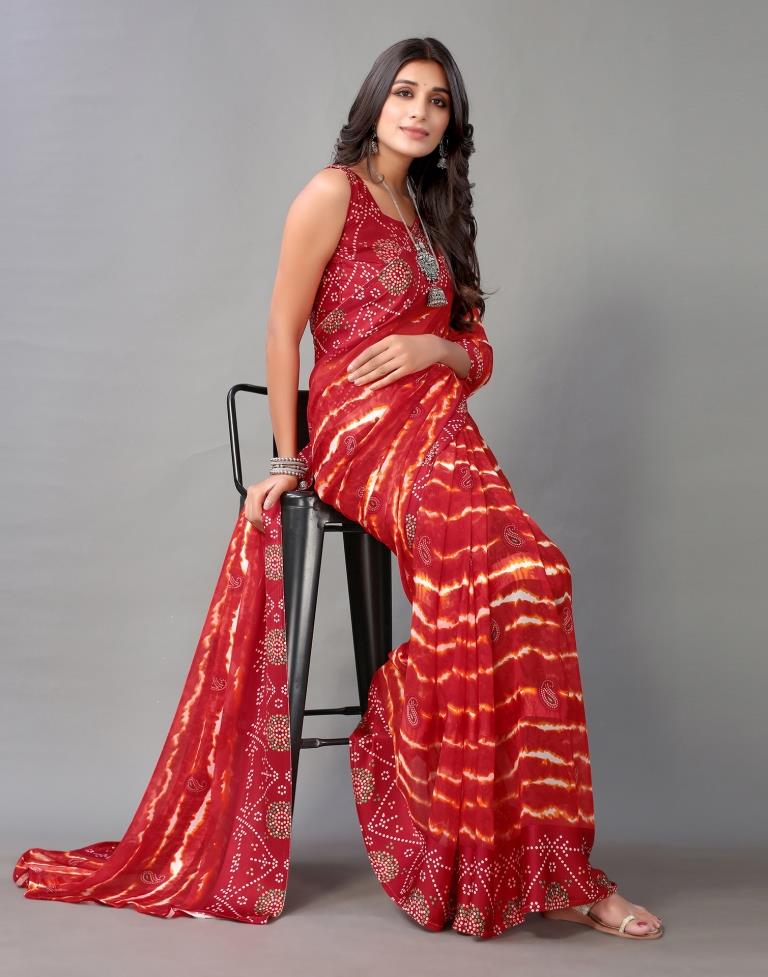 Red Georgette Saree | Sudathi