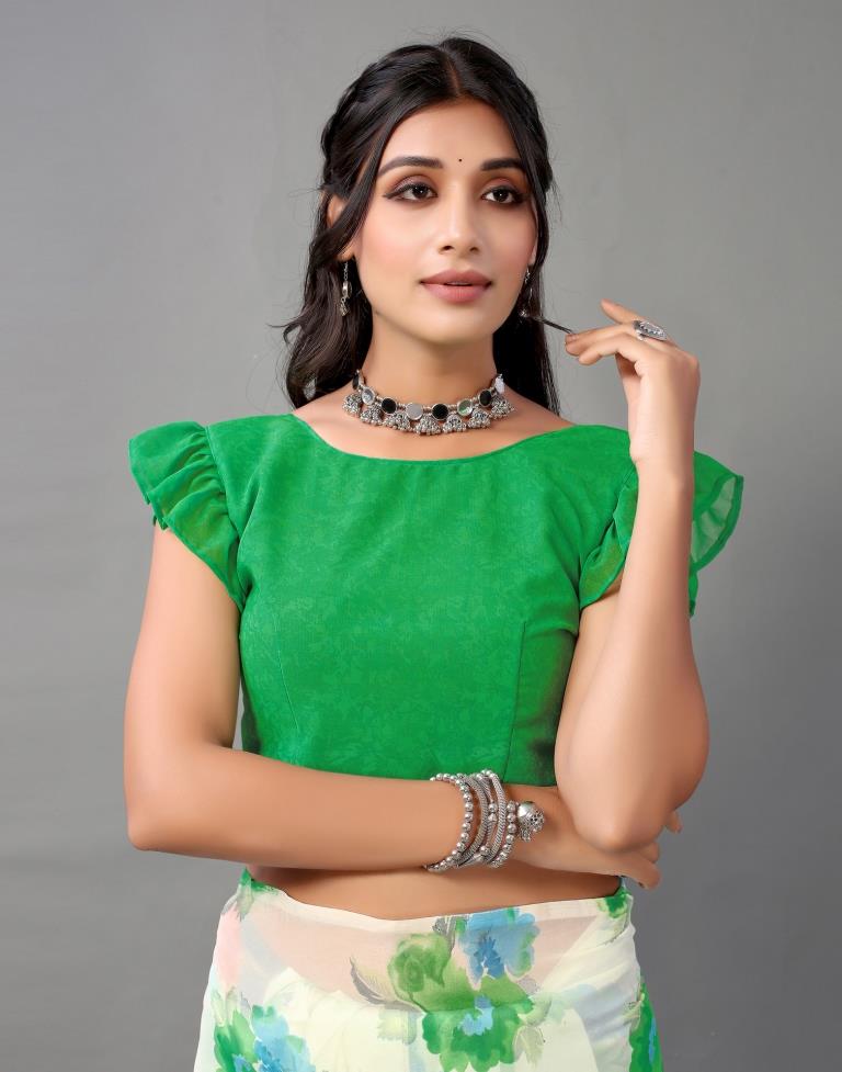 Light Green And Multicolored Georgette Saree | Leemboodi