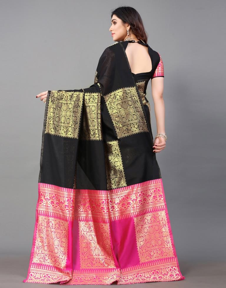 Black And Golden Banarasi Silk Saree | Sudathi