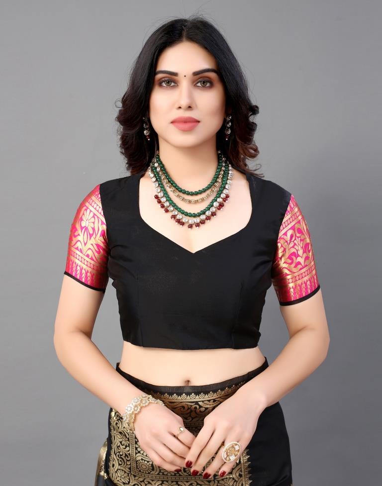 Black And Golden Banarasi Silk Saree | Sudathi