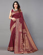 Maroon And Golden Banarasi Silk Saree | Sudathi