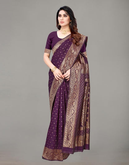 Wine And Golden Banarasi Silk Saree | Sudathi