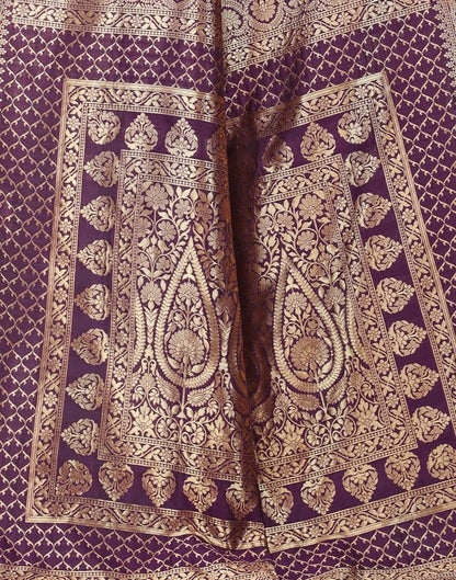 Wine And Golden Banarasi Silk Saree | Sudathi