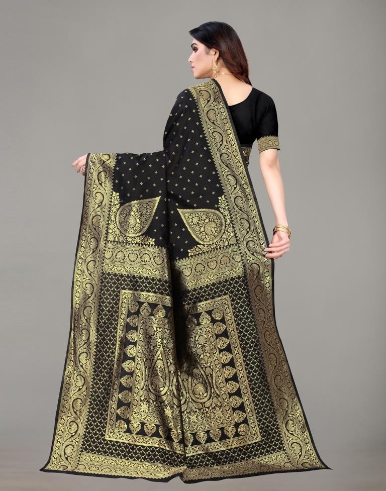 Black And Golden Banarasi Silk Saree | Sudathi