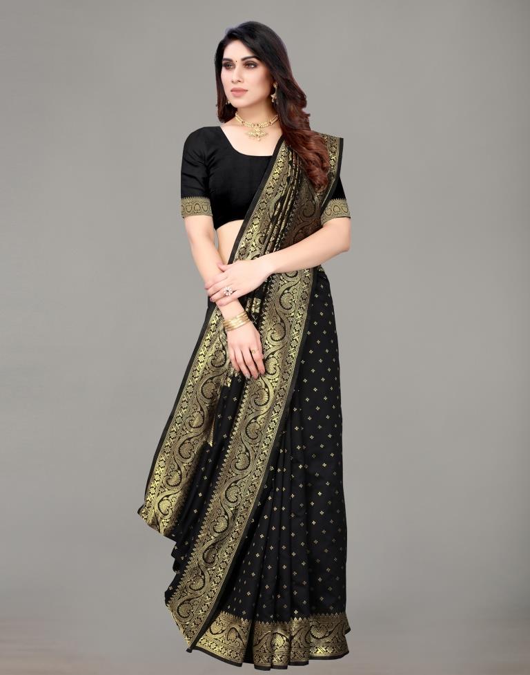 Black And Golden Banarasi Silk Saree | Sudathi