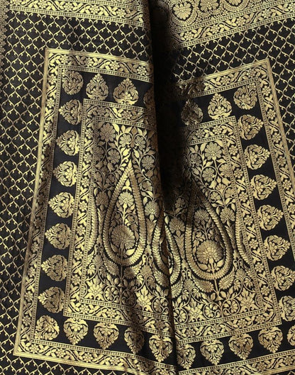 Black And Golden Banarasi Silk Saree | Sudathi