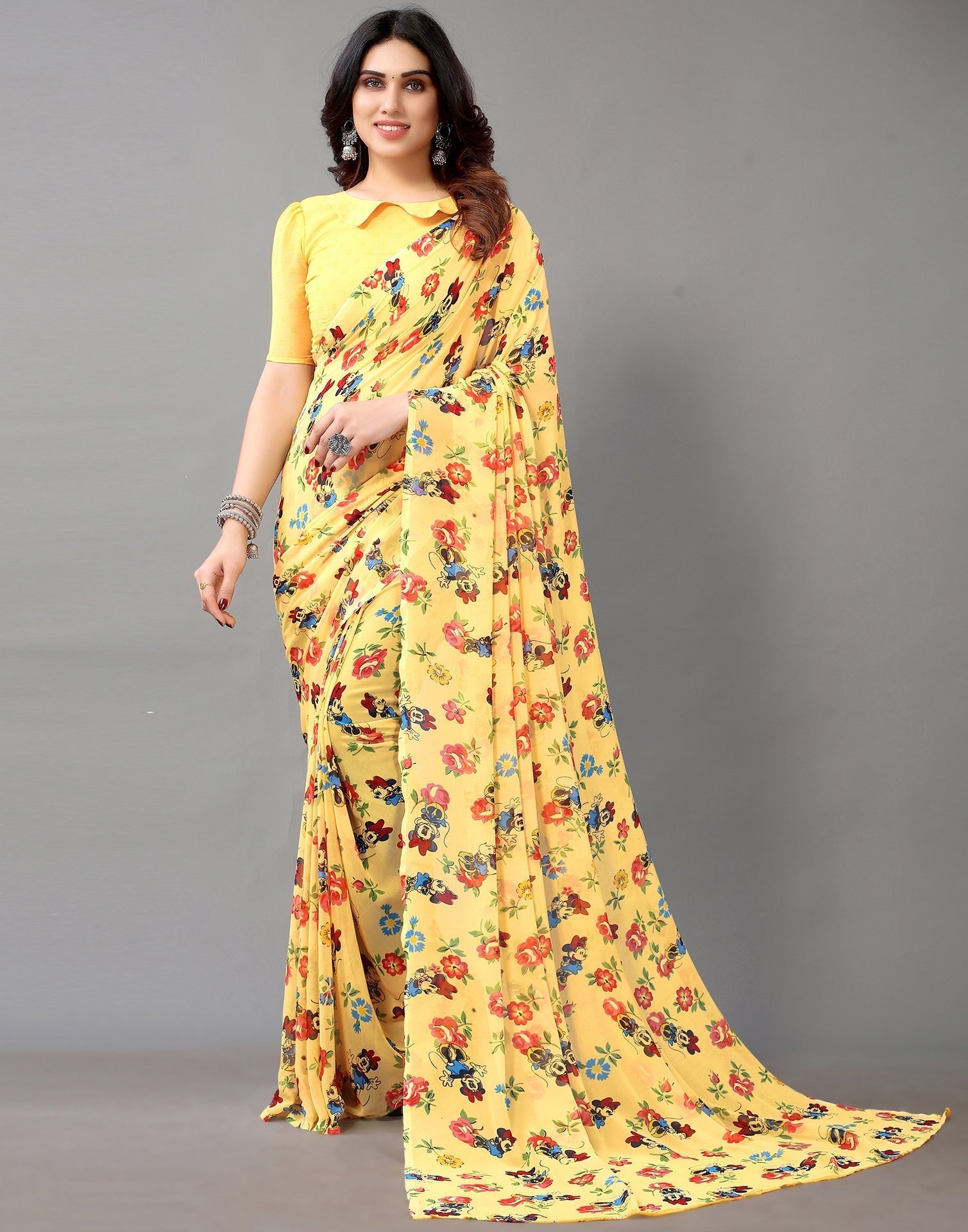 Light Orange And Multicolored Georgette Saree | Leemboodi
