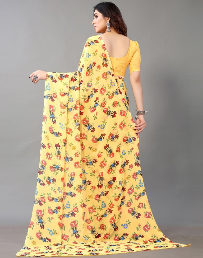 Light Orange And Multicolored Georgette Saree | Leemboodi