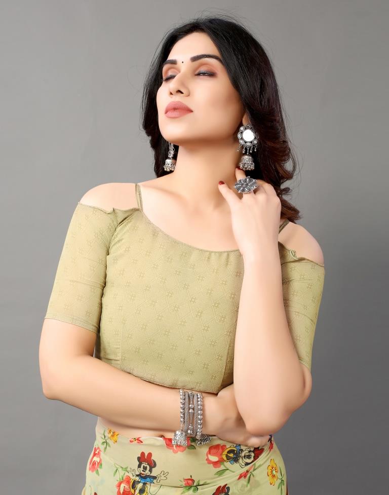 Khakhi Brown And Multicolored Georgette Saree | Leemboodi