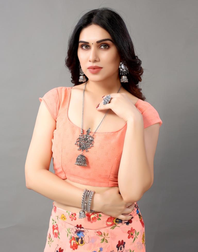 Light Pink And Multicolored Georgette Saree | Leemboodi