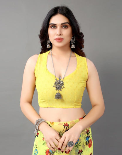 Light Yellow And Multicolored Georgette Saree | Leemboodi