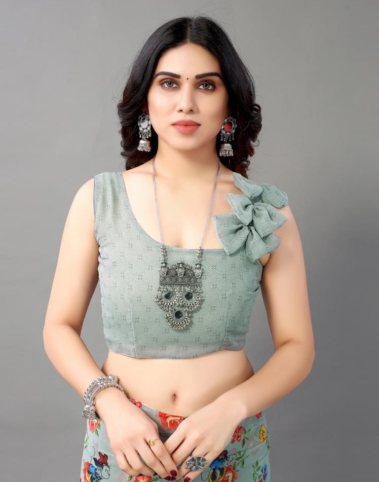 Grey And Multicolored Georgette Saree | Leemboodi