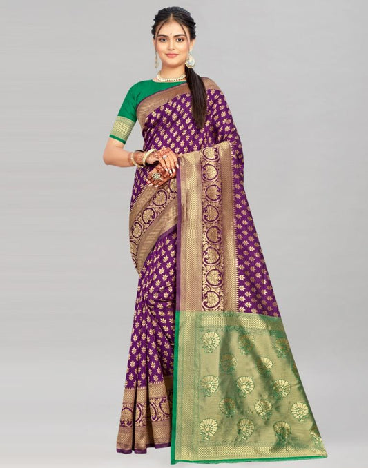 Purple Weaving Silk Saree
