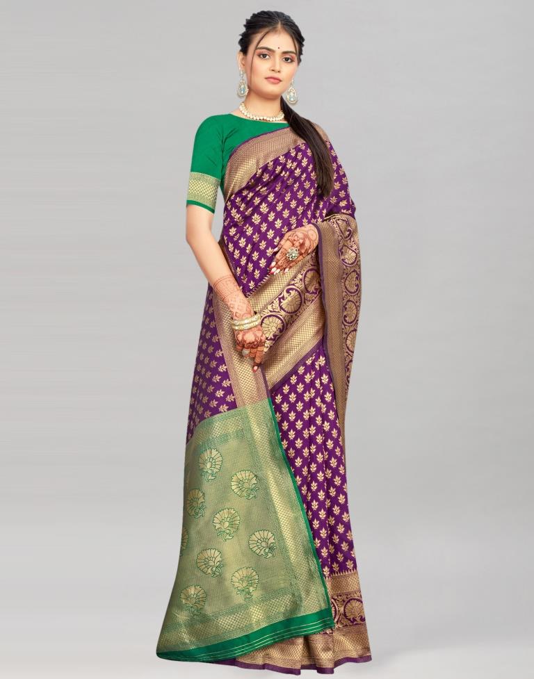Purple Weaving Silk Saree