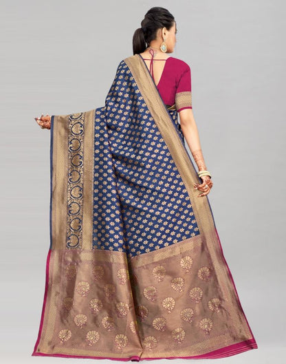 Navy Blue Weaving Silk Saree