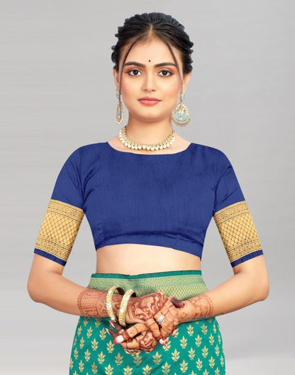 Rama Green Weaving Silk Saree